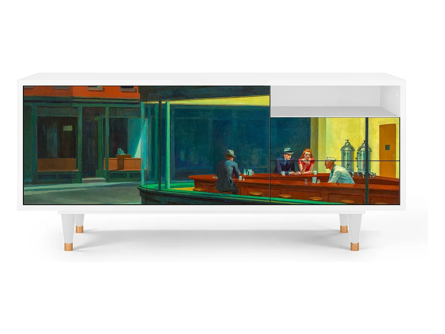 Mueble de TV - 125х56х41 cm - T7 - Nighthawks by Hopper, Branco^ Móvel De Tv
