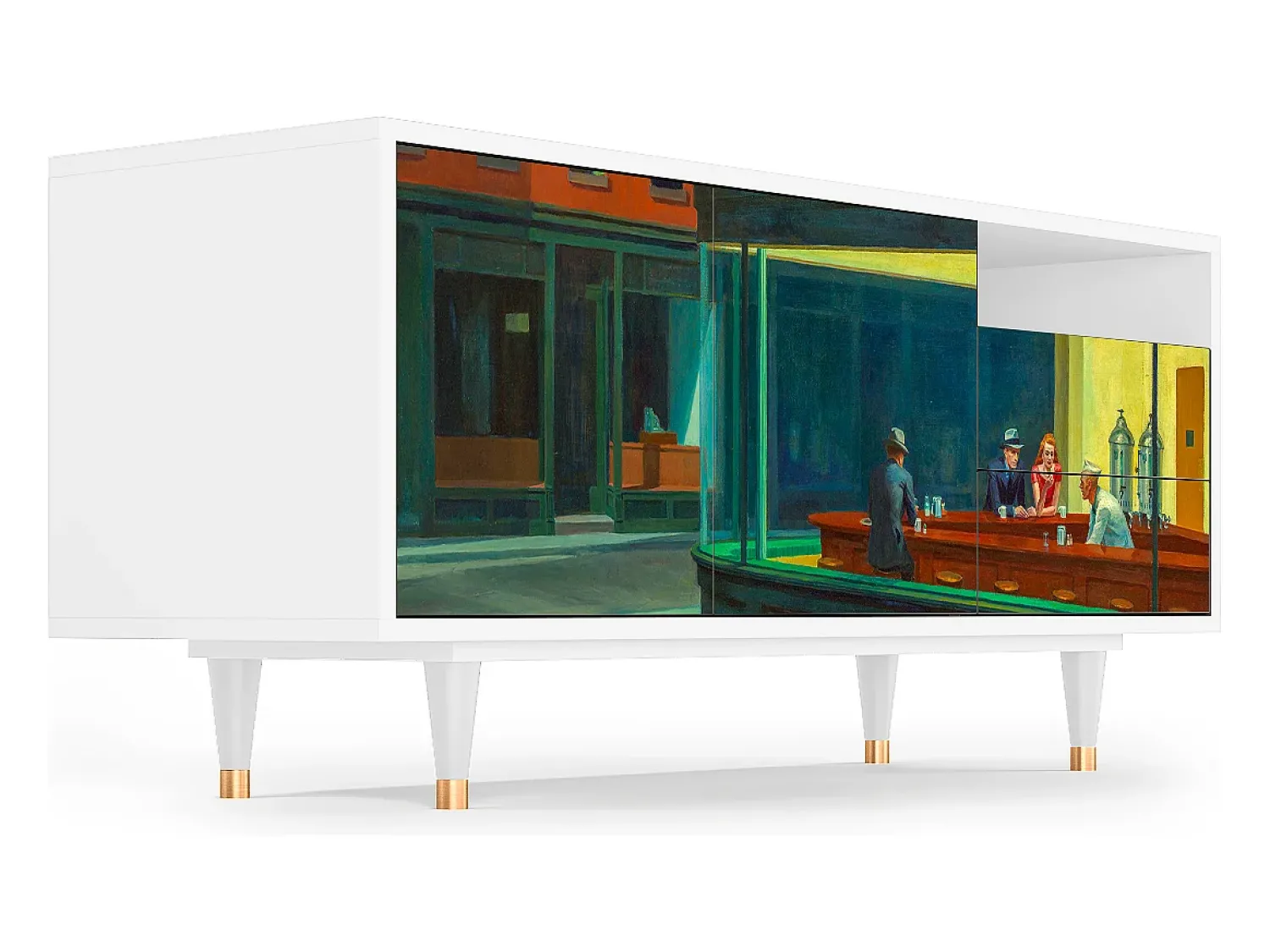 Mueble de TV - 125х56х41 cm - T7 - Nighthawks by Hopper, Branco^ Móvel De Tv