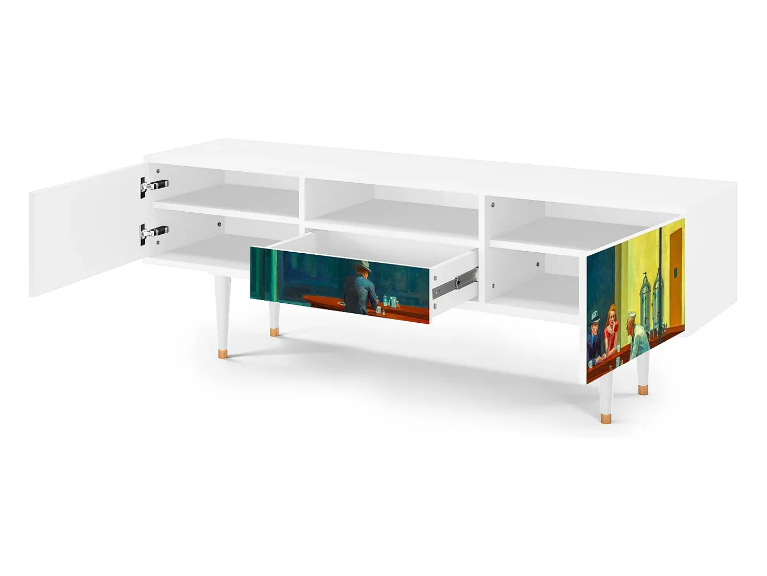 Mueble de TV - 170х59х41 cm - T6 - Nighthawks by Hopper, Branco^ Móvel De Tv