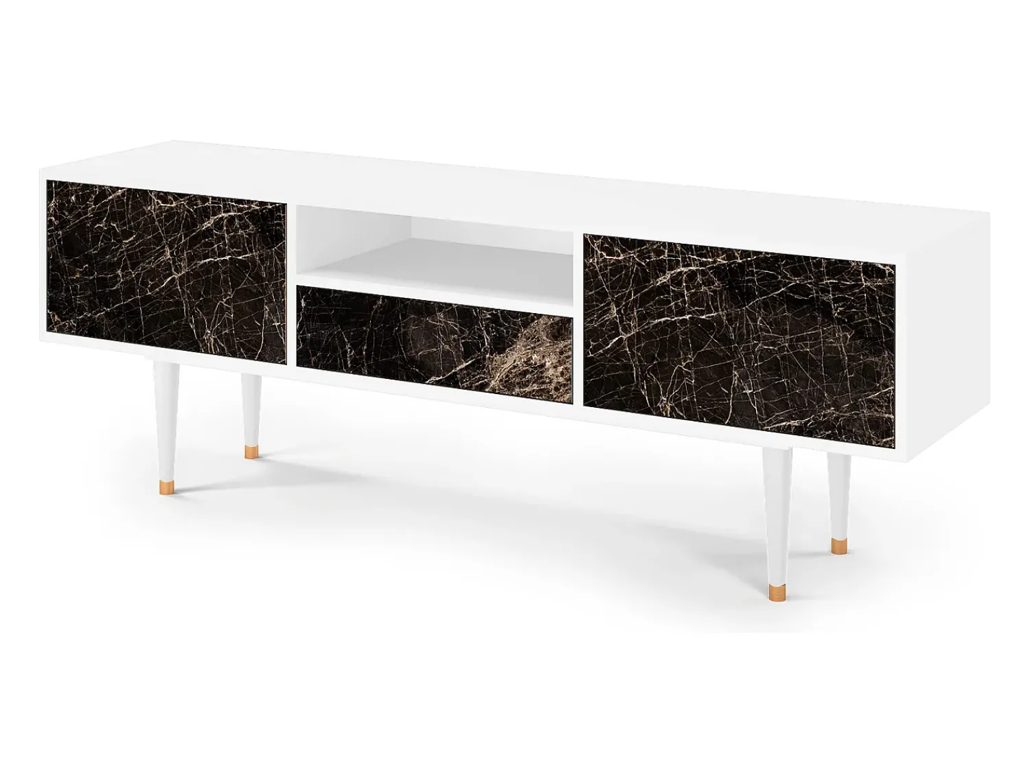 New Mueble de TV - 170х59х41 cm - T6 - Night Abyss, Branco Bege