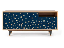 Móvel De Tv| Mueble de TV - 125х56х41 cm - T7 - Night Skies, Nogueira Castanho