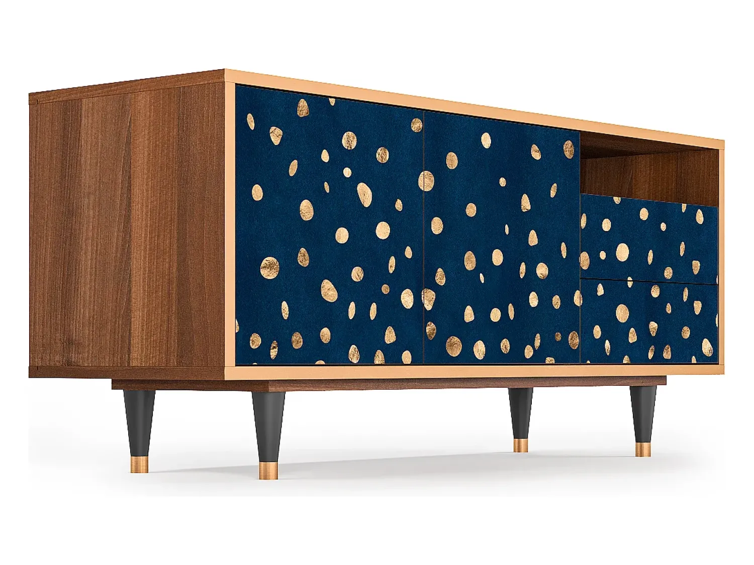 Móvel De Tv| Mueble de TV - 125х56х41 cm - T7 - Night Skies, Nogueira Castanho