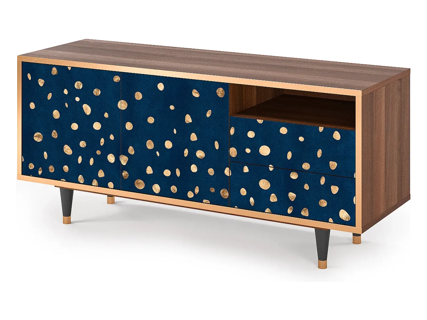 Móvel De Tv| Mueble de TV - 125х56х41 cm - T7 - Night Skies, Nogueira Castanho