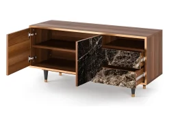 Móvel De Tv| Mueble de TV - 125х56х41 cm - T7 - Night Abyss, Nogueira Castanho