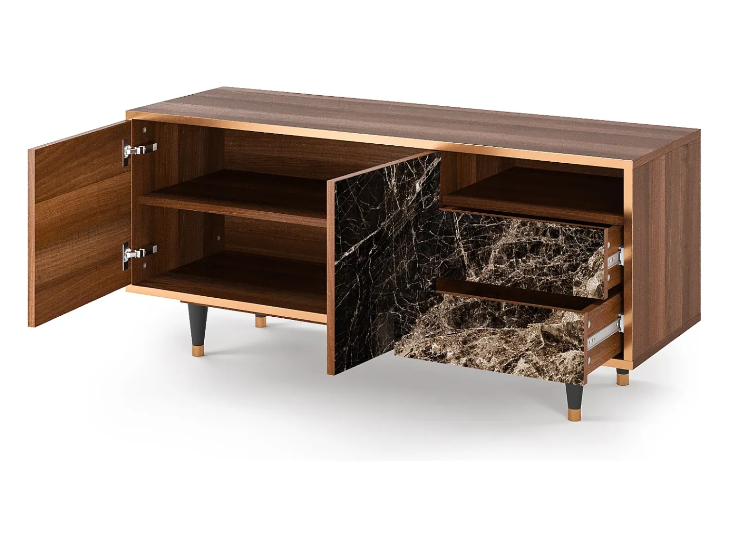Móvel De Tv| Mueble de TV - 125х56х41 cm - T7 - Night Abyss, Nogueira Castanho