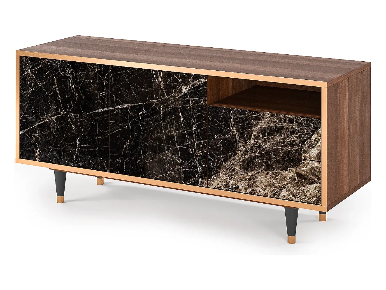Móvel De Tv| Mueble de TV - 125х56х41 cm - T7 - Night Abyss, Nogueira Castanho