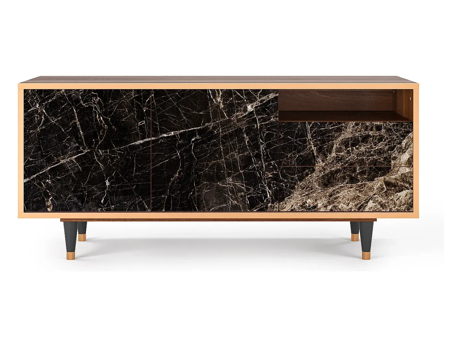 Móvel De Tv| Mueble de TV - 125х56х41 cm - T7 - Night Abyss, Nogueira Castanho