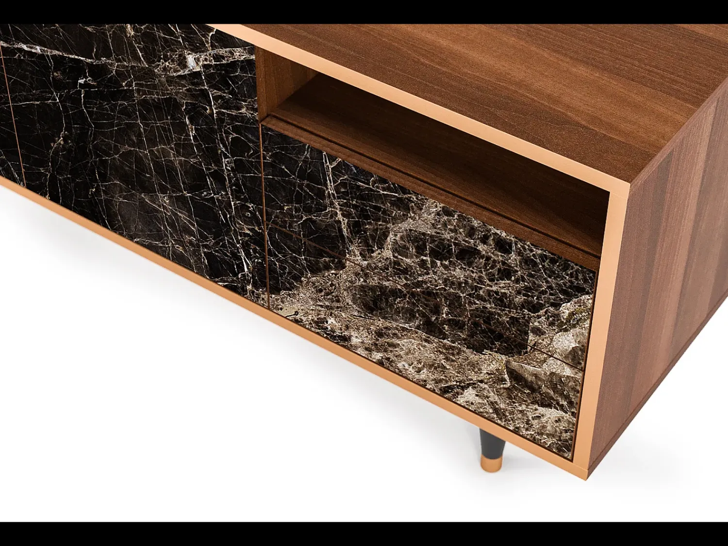 Móvel De Tv| Mueble de TV - 125х56х41 cm - T7 - Night Abyss, Nogueira Castanho