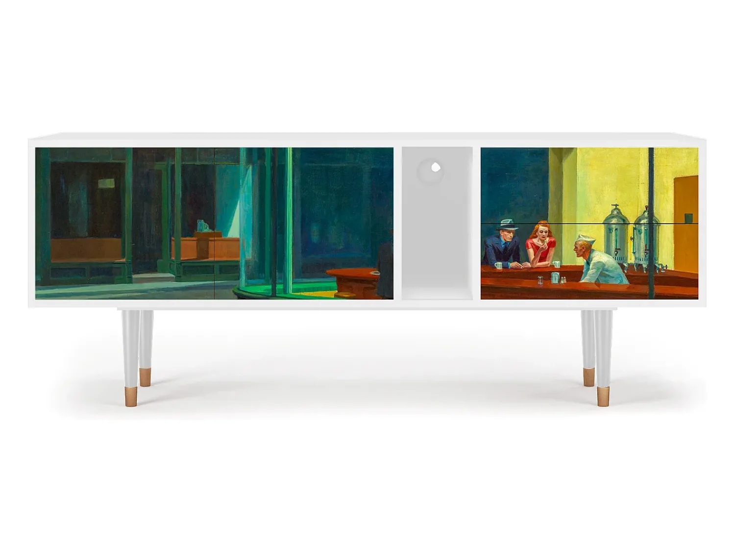 Discount Mueble de TV - 170х69х48 cm - T1 - Nighthawks by Hopper, Branco Bege