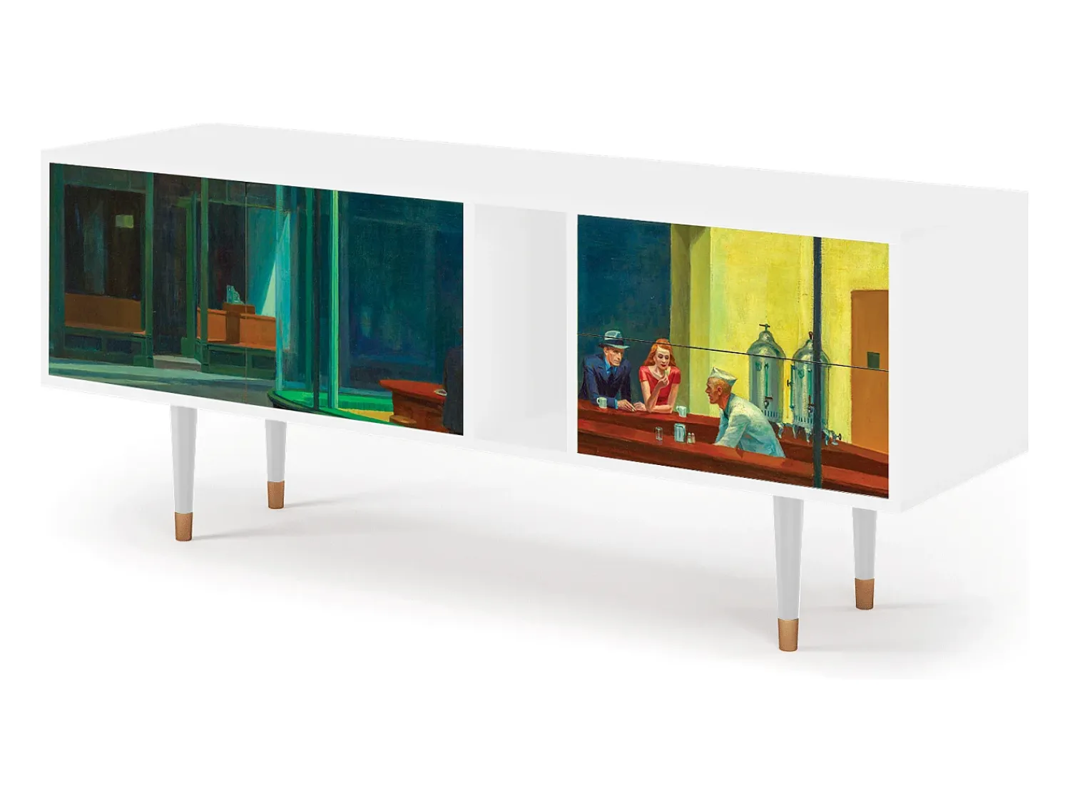 Discount Mueble de TV - 170х69х48 cm - T1 - Nighthawks by Hopper, Branco Bege