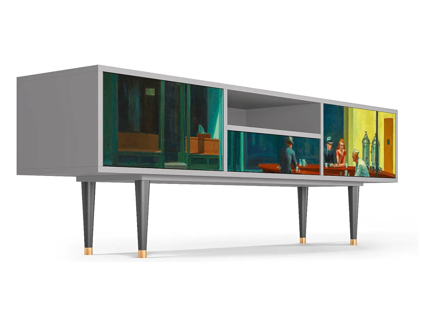 Mueble de TV - 170х59х41 cm - T6 - Nighthawks by Hopper, Cinza^ Móvel De Tv