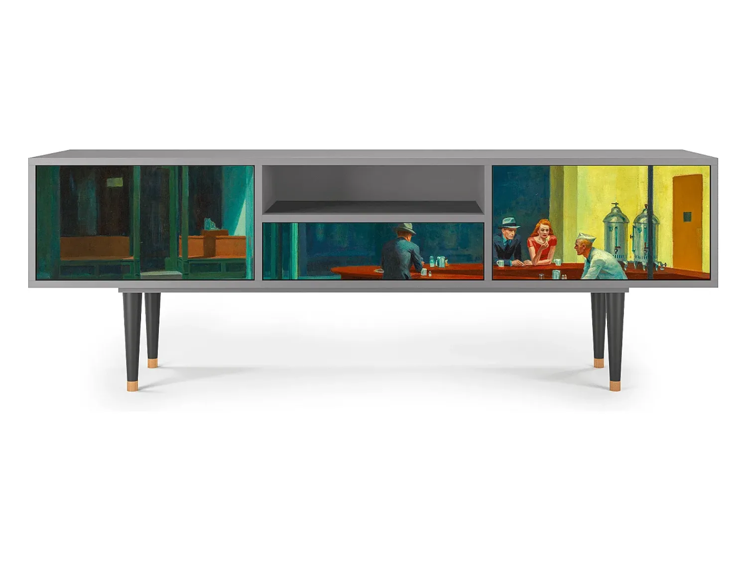 Mueble de TV - 170х59х41 cm - T6 - Nighthawks by Hopper, Cinza^ Móvel De Tv
