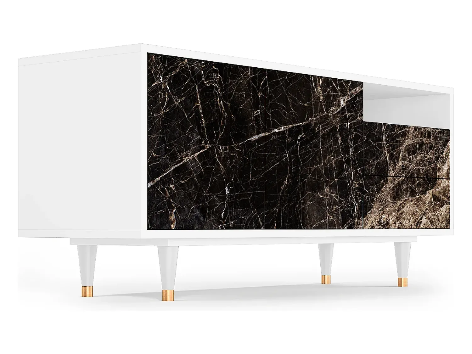 Mueble de TV - 125х56х41 cm - T7 - Night Abyss, Branco Bege