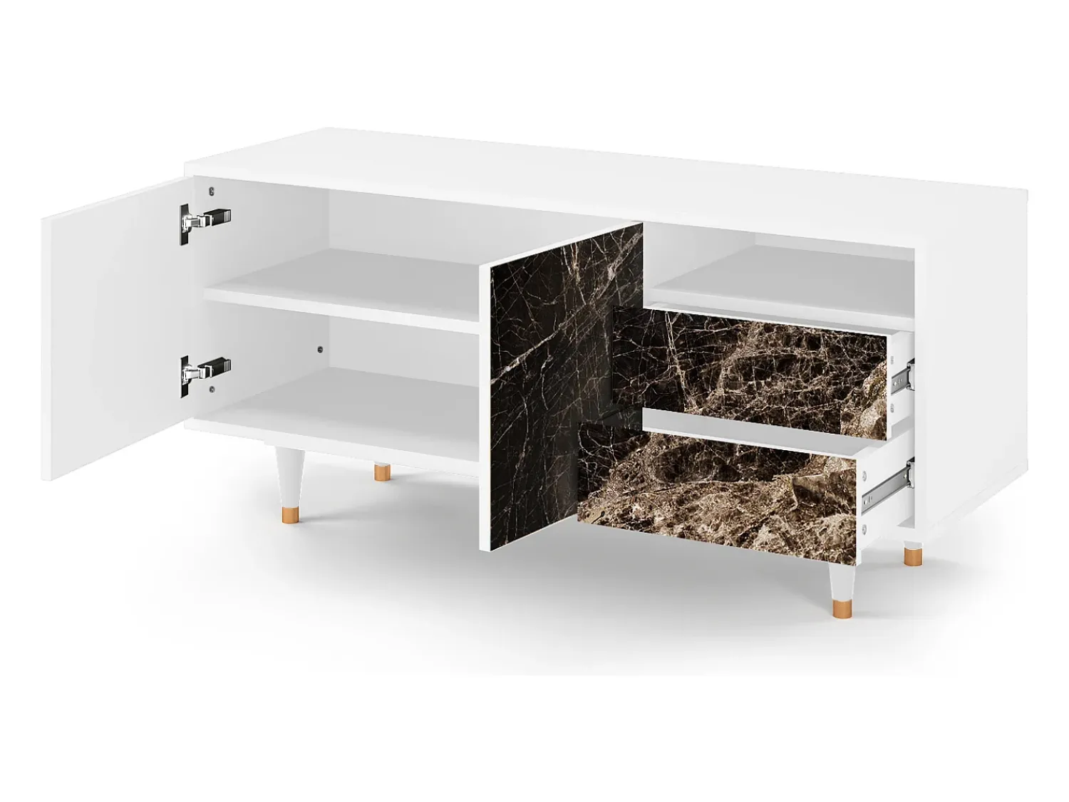 Mueble de TV - 125х56х41 cm - T7 - Night Abyss, Branco Bege