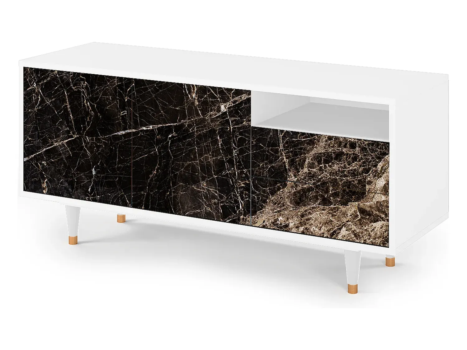 Mueble de TV - 125х56х41 cm - T7 - Night Abyss, Branco Bege