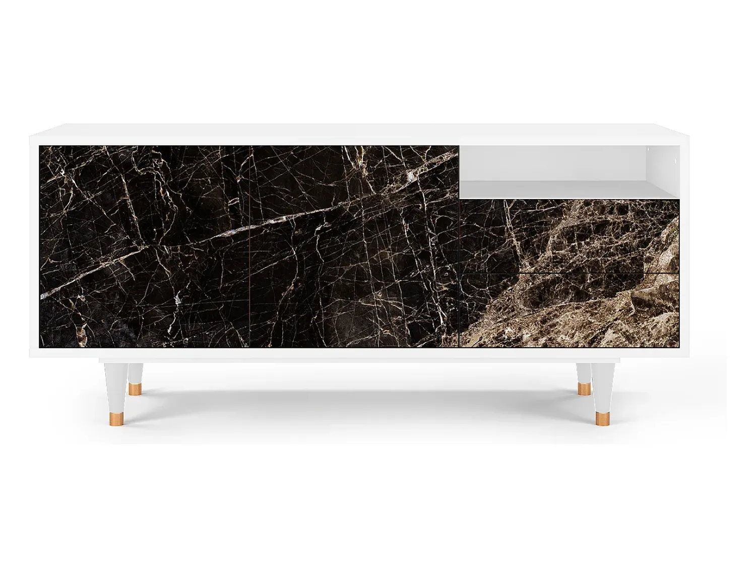 Mueble de TV - 125х56х41 cm - T7 - Night Abyss, Branco Bege