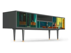 Móvel De Tv| Mueble de TV - 170х59х41 cm - T6 - Nighthawks by Hopper, Antracite Cinza antracite