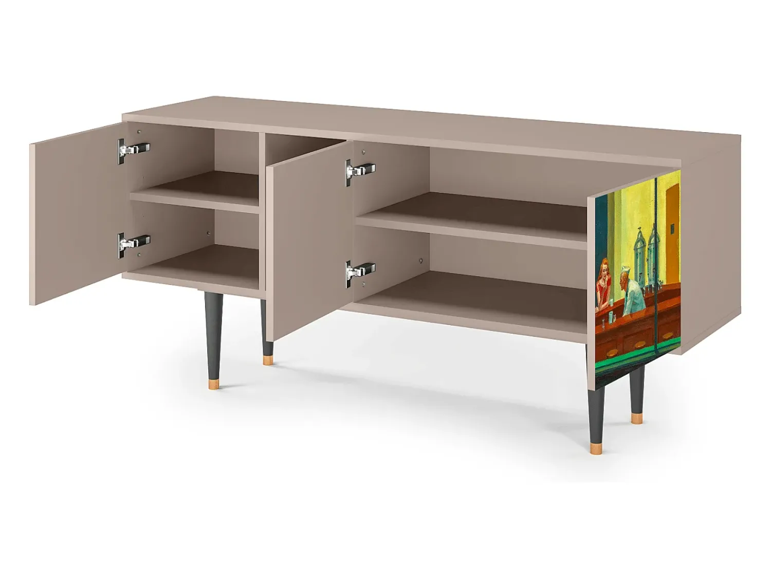 Móvel De Tv* Mueble de TV - 150х69х41 cm - T5 - Nighthawks by Hopper, Latte Bege