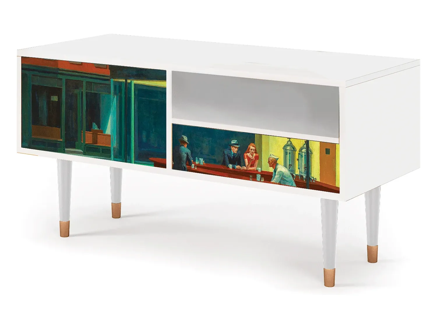Mueble de TV - 115х59х48 cm - T3 - Nighthawks by Hopper, Branco^ Móvel De Tv