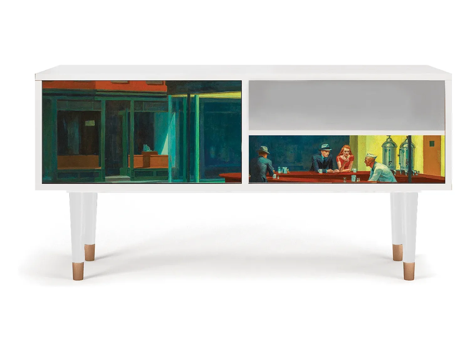 Mueble de TV - 115х59х48 cm - T3 - Nighthawks by Hopper, Branco^ Móvel De Tv