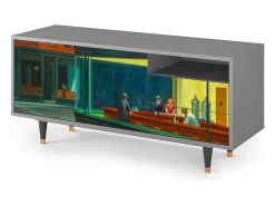 Móvel De Tv| Mueble de TV - 125х56х41 cm - T7 - Nighthawks by Hopper, Cinza Cinzento
