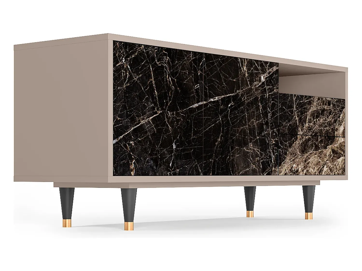 Móvel De Tv* Mueble de TV - 125х56х41 cm - T7 - Night Abyss, Latte Bege
