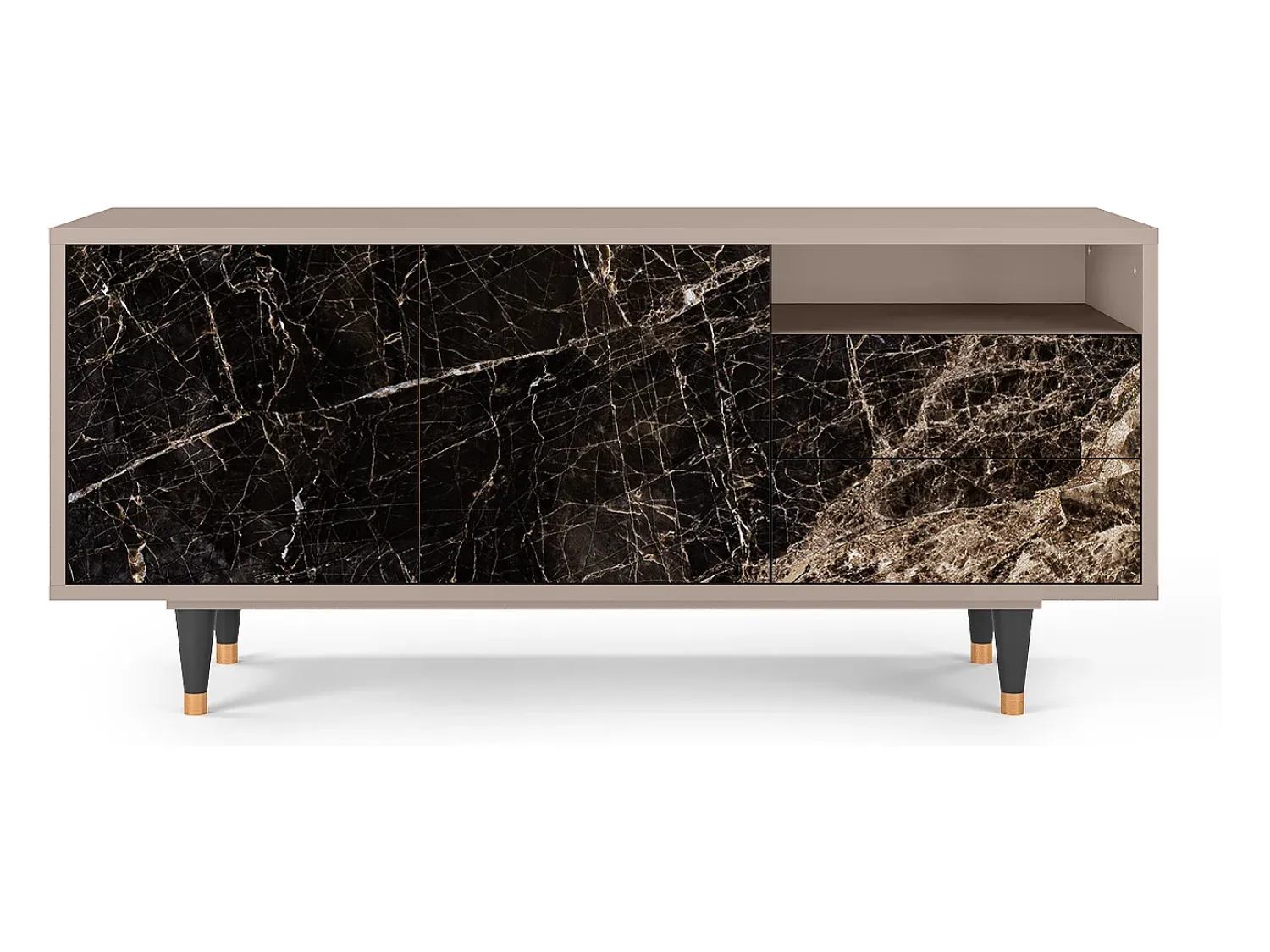 Móvel De Tv* Mueble de TV - 125х56х41 cm - T7 - Night Abyss, Latte Bege