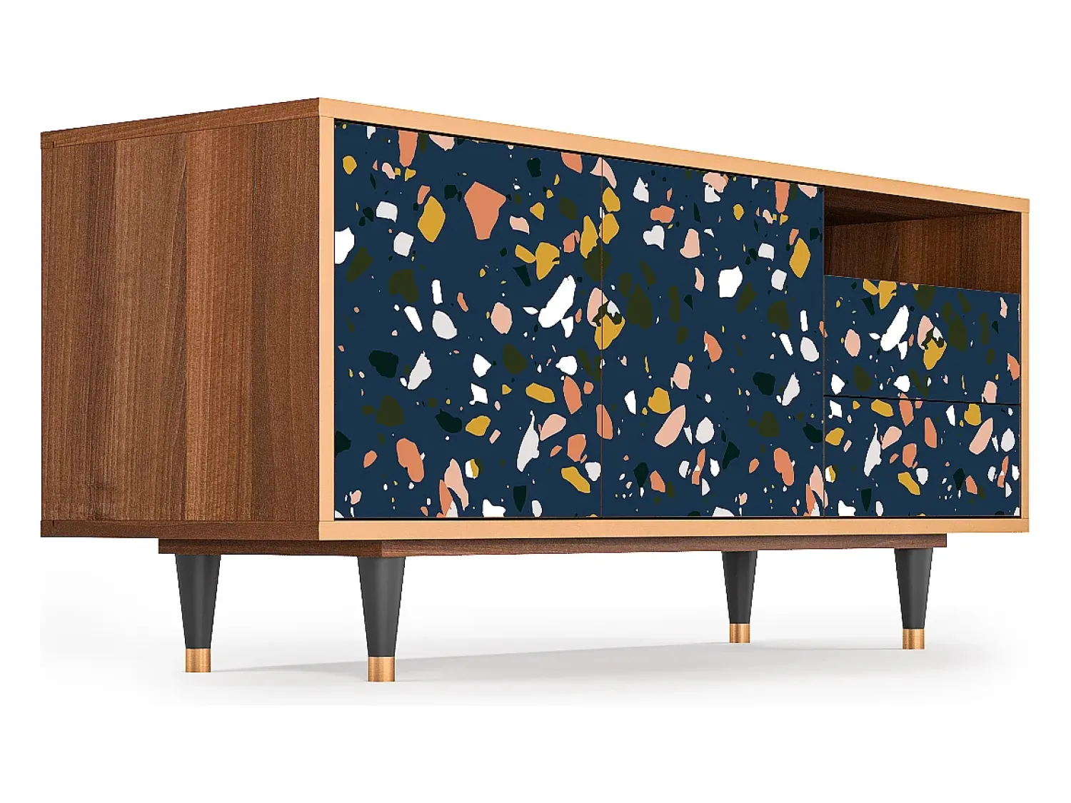 Clearance Mueble de TV - 125х56х41 cm - T7 - Night Sky Langhterns, Nogueira Castanho