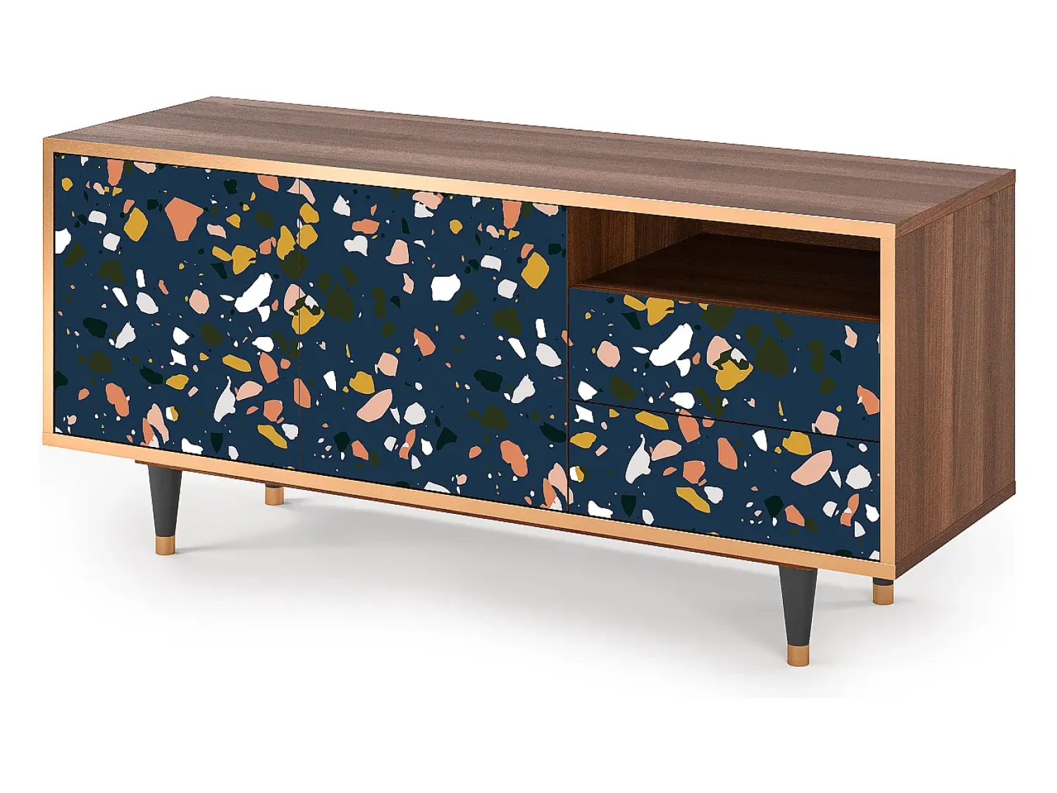 Clearance Mueble de TV - 125х56х41 cm - T7 - Night Sky Langhterns, Nogueira Castanho