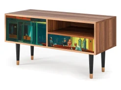 New Mueble de TV - 115х59х48 cm - T3 - Nighthawks by Hopper, Nogueira Castanho