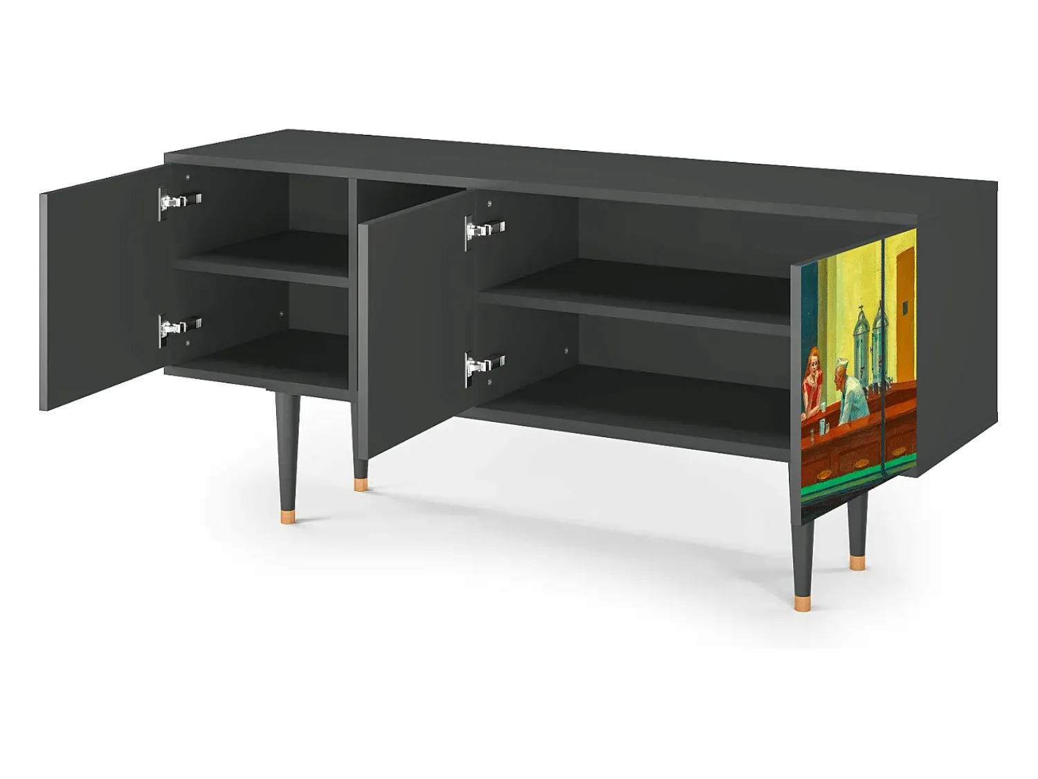 Mueble de TV - 150х69х41 cm - T5 - Nighthawks by Hopper, Antracite^ Móvel De Tv