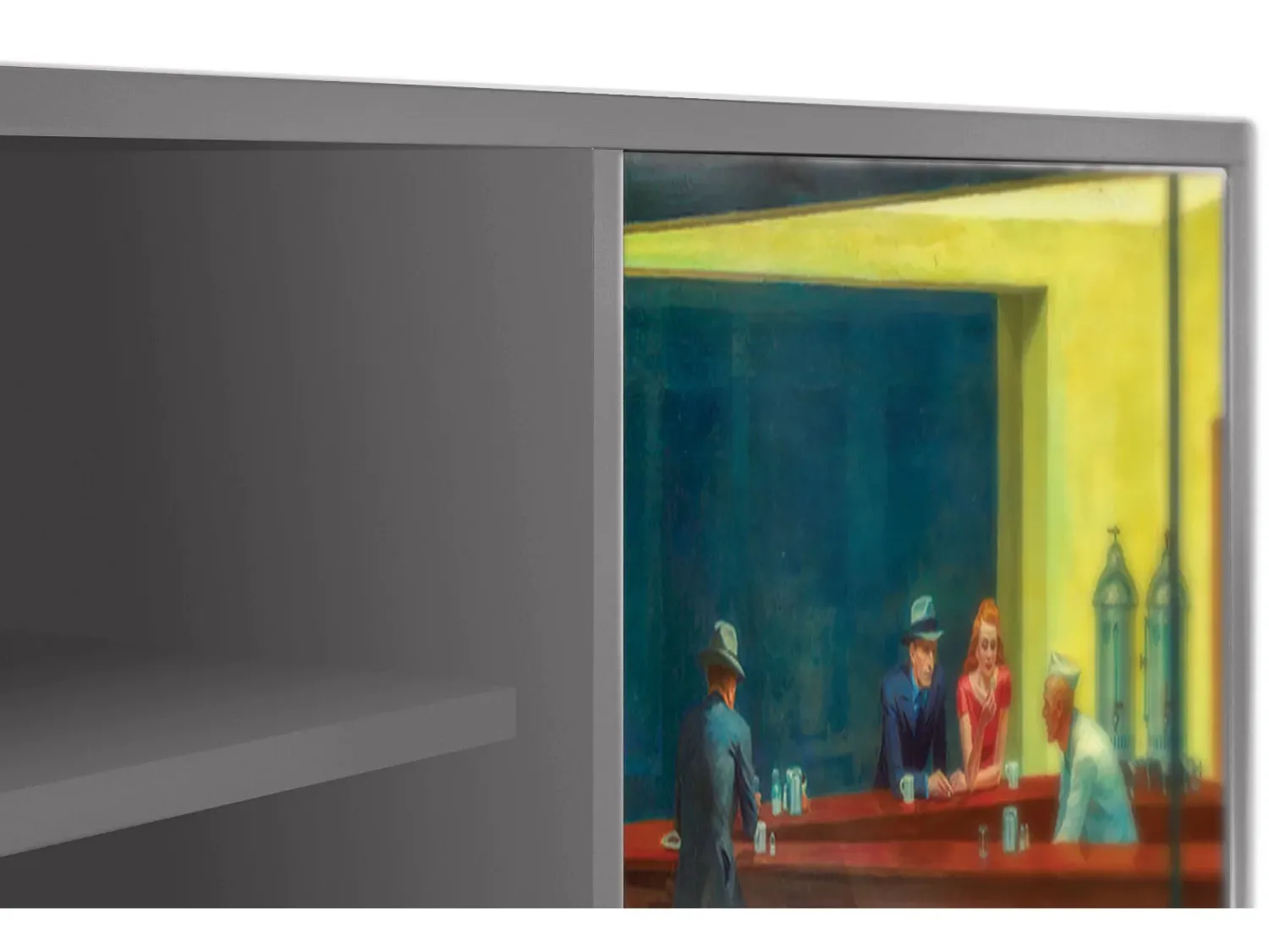 Móvel De Tv| Mueble de TV - 170х69х48 cm - T2 - Nighthawks by Hopper, Cinza Cinzento