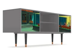 Móvel De Tv| Mueble de TV - 170х69х48 cm - T2 - Nighthawks by Hopper, Cinza Cinzento