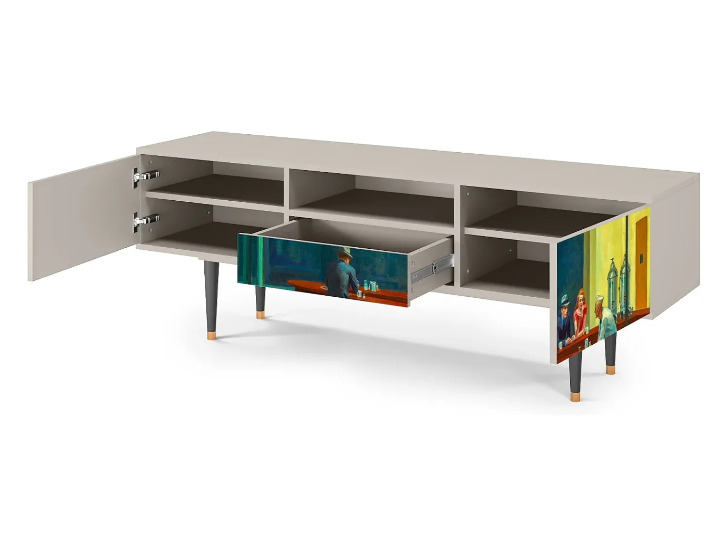 Outlet Mueble de TV - 170х59х41 cm - T6 - Nighthawks by Hopper, Areia Bege