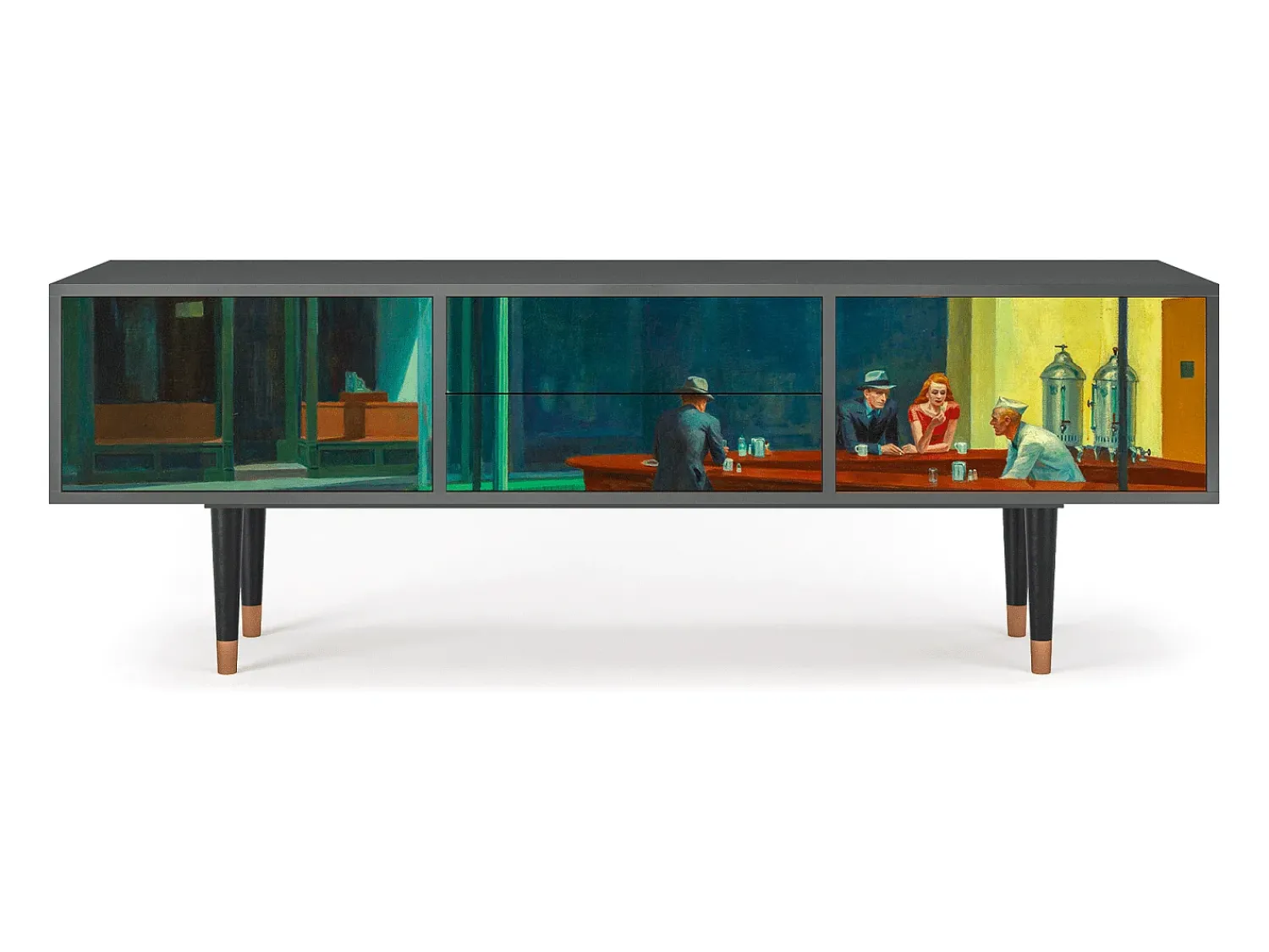 Online Mueble de TV - 170х59х48 cm - T4 - Nighthawks by Hopper, Antracite Cinza antracite