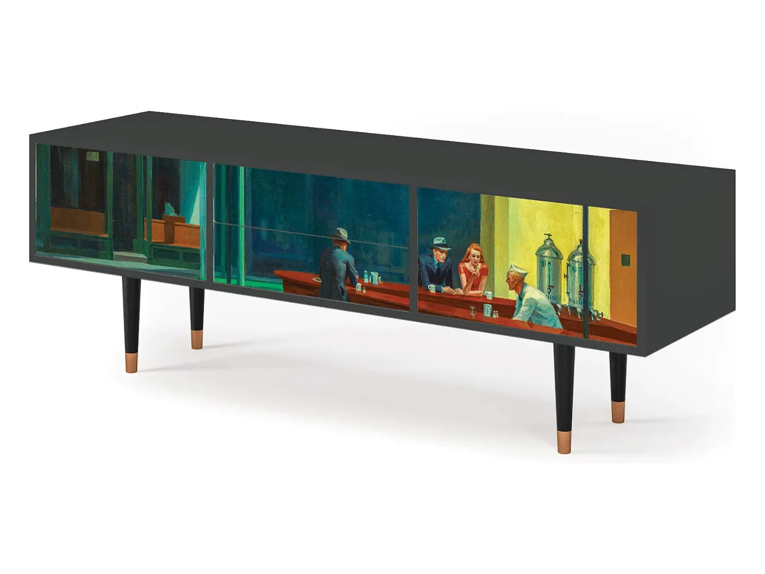 Online Mueble de TV - 170х59х48 cm - T4 - Nighthawks by Hopper, Antracite Cinza antracite