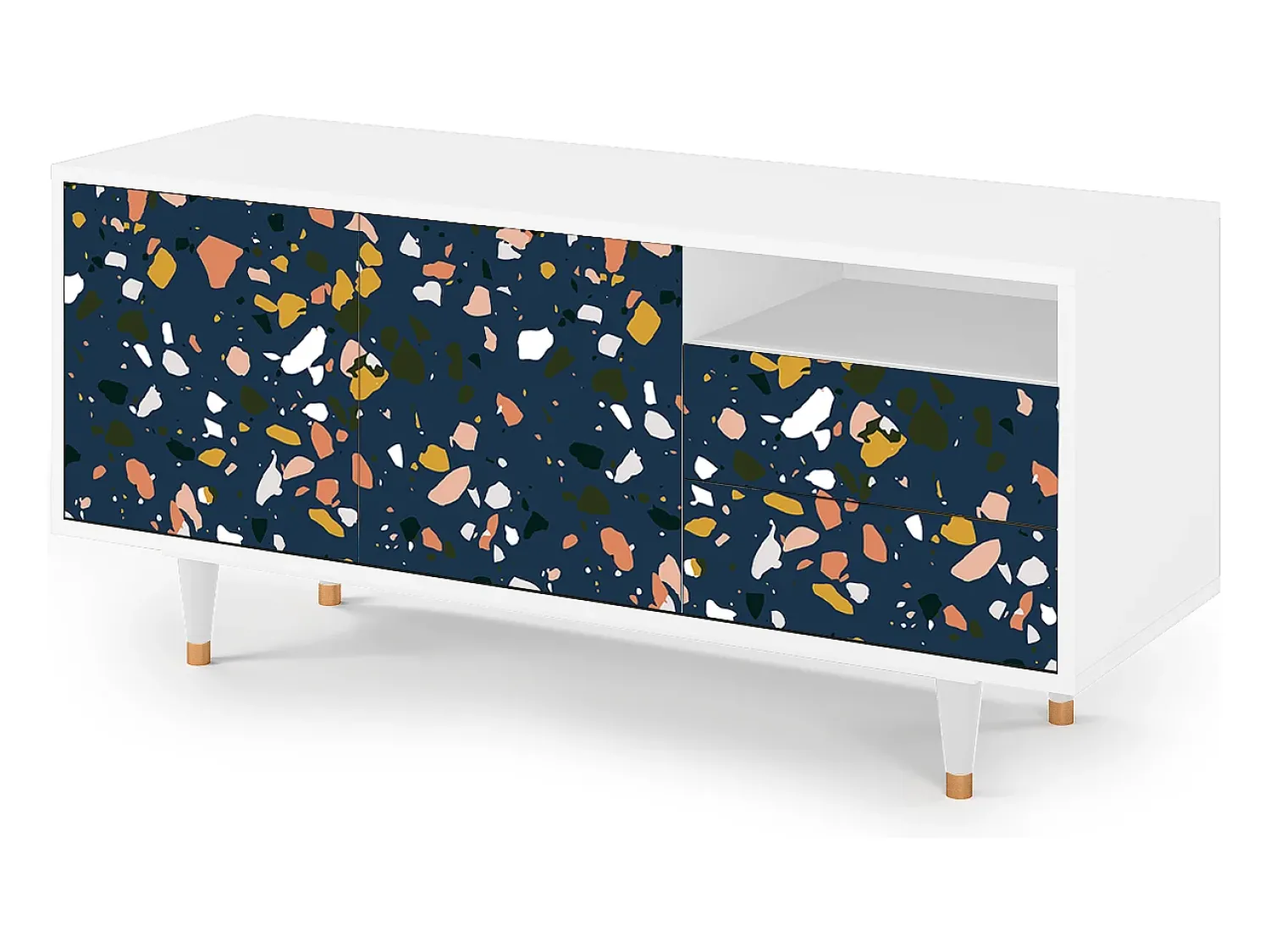 Móvel De Tv| Mueble de TV - 125х56х41 cm - T7 - Night Sky Langhterns, Branco Bege