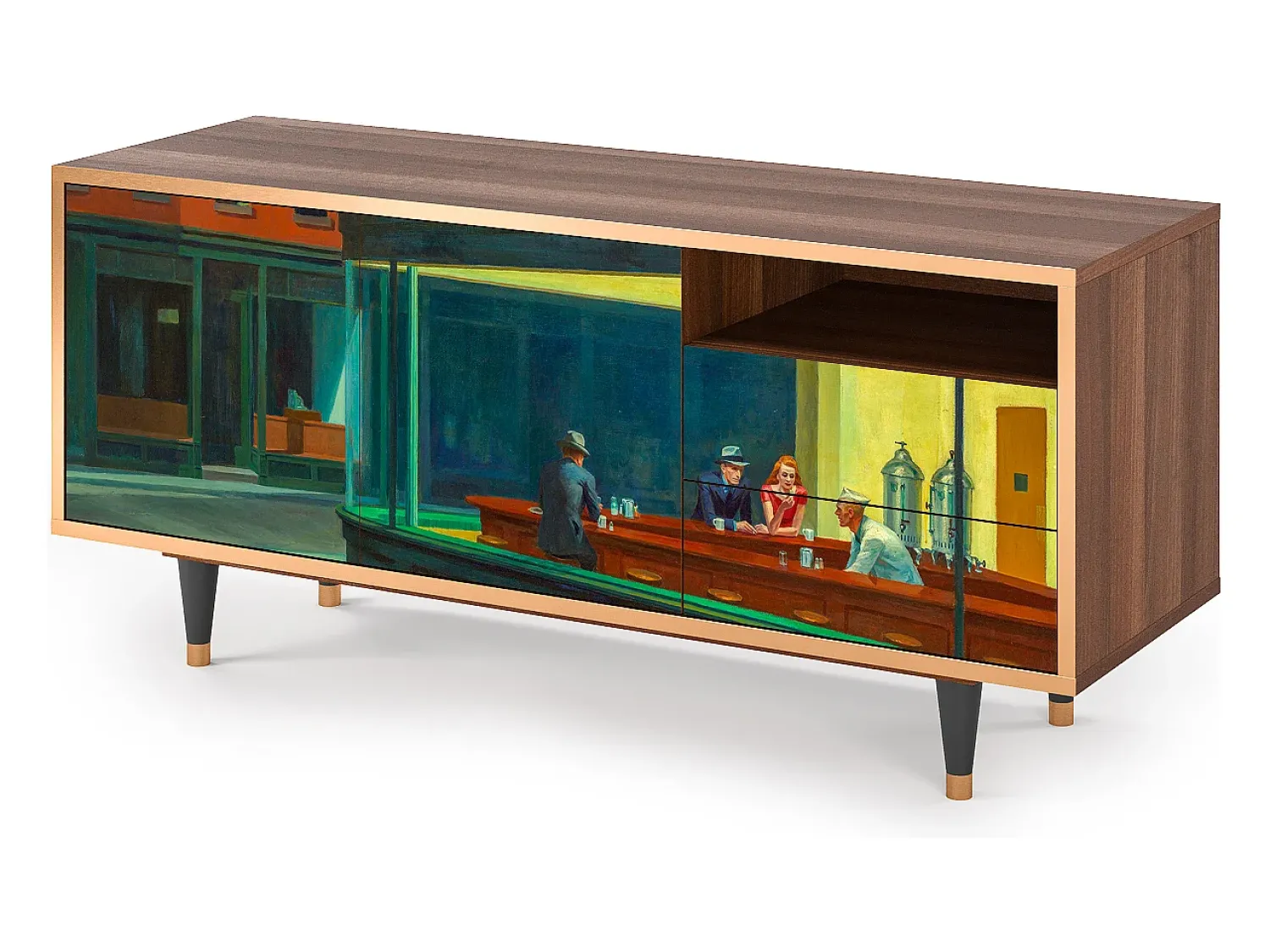 Móvel De Tv| Mueble de TV - 125х56х41 cm - T7 - Nighthawks by Hopper, Nogueira Castanho