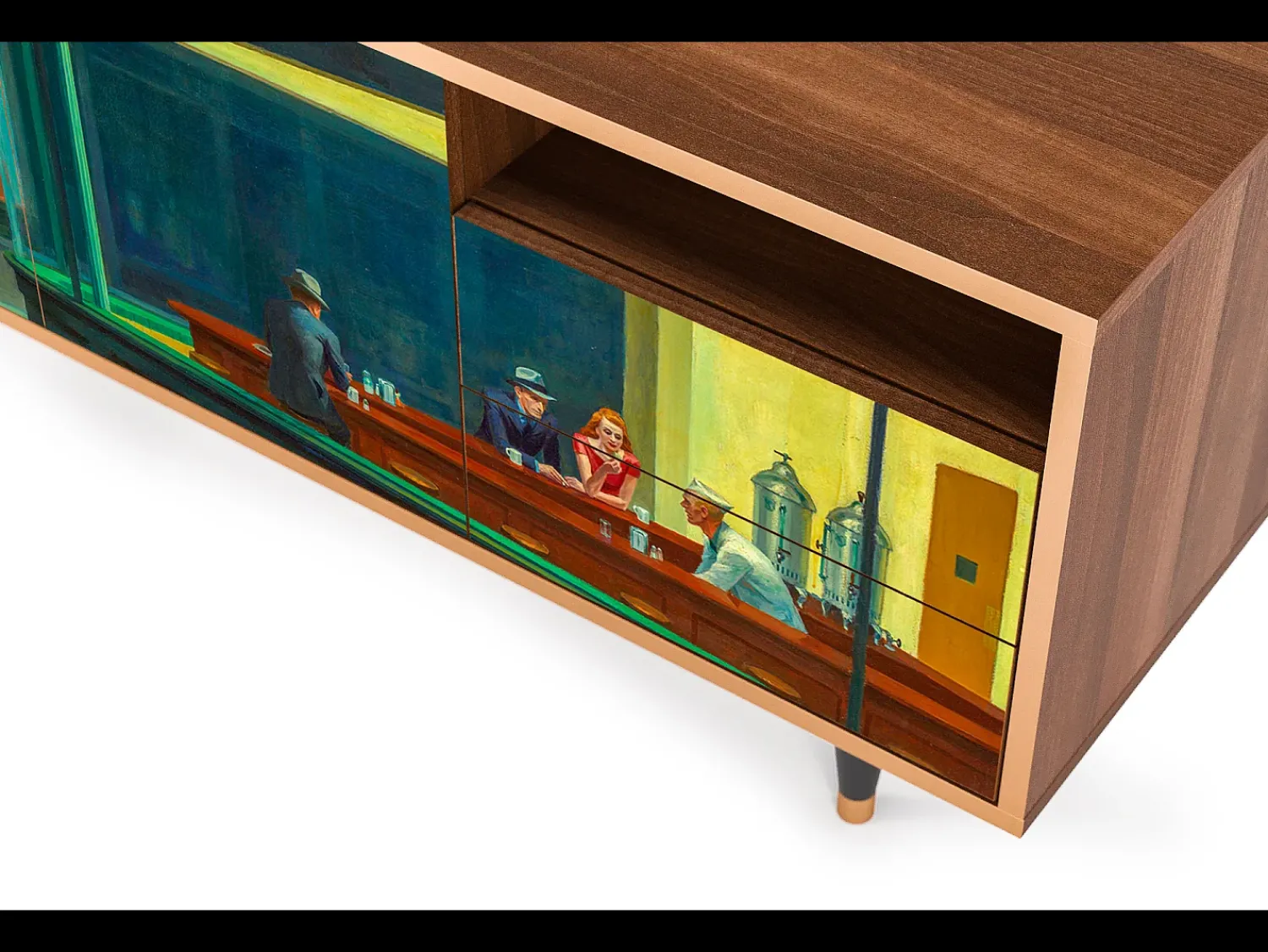 Móvel De Tv| Mueble de TV - 125х56х41 cm - T7 - Nighthawks by Hopper, Nogueira Castanho