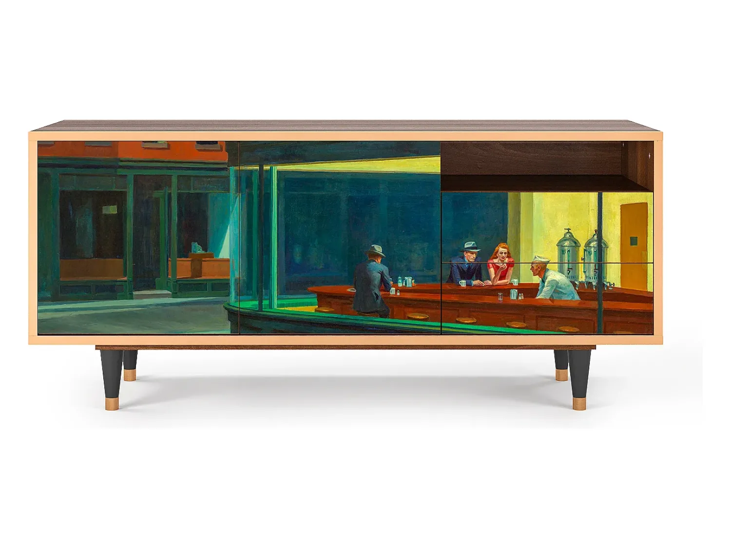 Móvel De Tv| Mueble de TV - 125х56х41 cm - T7 - Nighthawks by Hopper, Nogueira Castanho