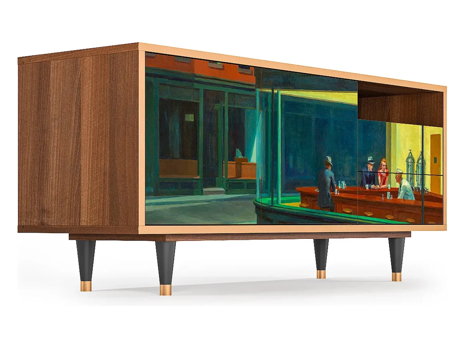 Móvel De Tv| Mueble de TV - 125х56х41 cm - T7 - Nighthawks by Hopper, Nogueira Castanho