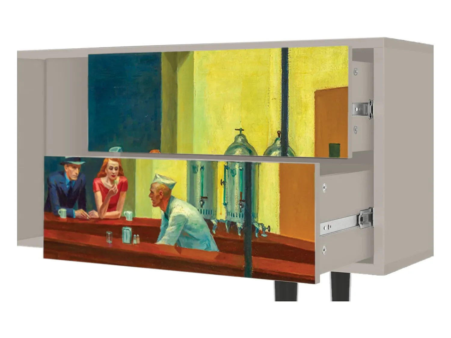 Móvel De Tv* Mueble de TV - 170х69х48 cm - T1 - Nighthawks by Hopper, Areia Bege