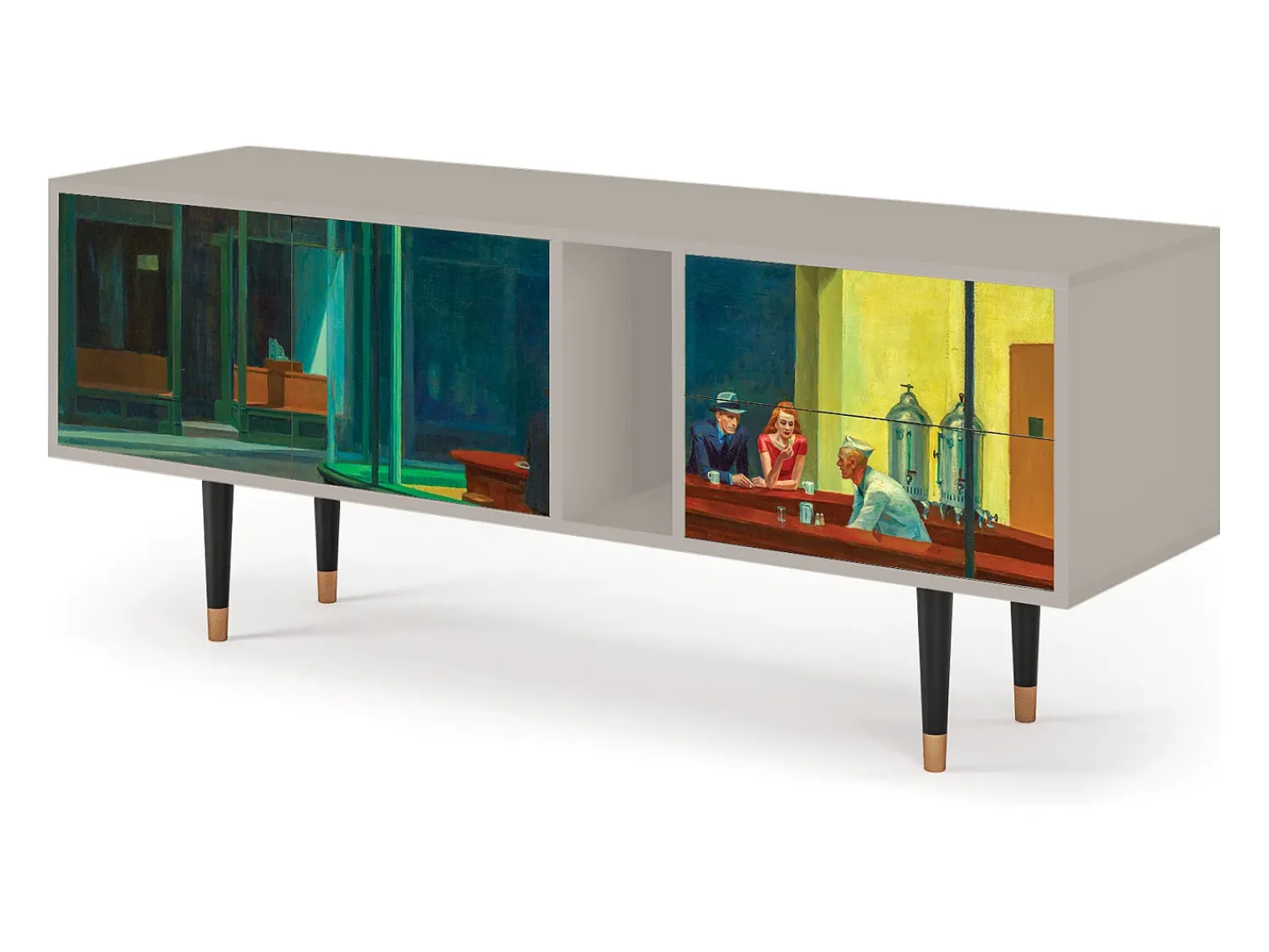Móvel De Tv* Mueble de TV - 170х69х48 cm - T1 - Nighthawks by Hopper, Areia Bege