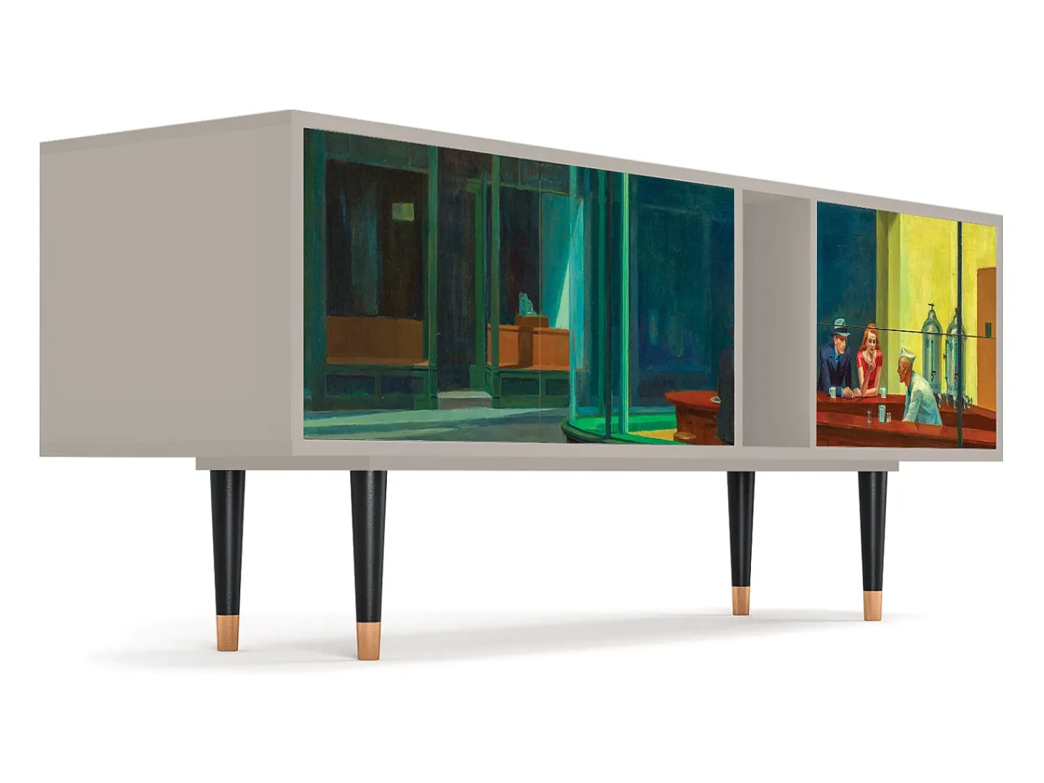Móvel De Tv* Mueble de TV - 170х69х48 cm - T1 - Nighthawks by Hopper, Areia Bege
