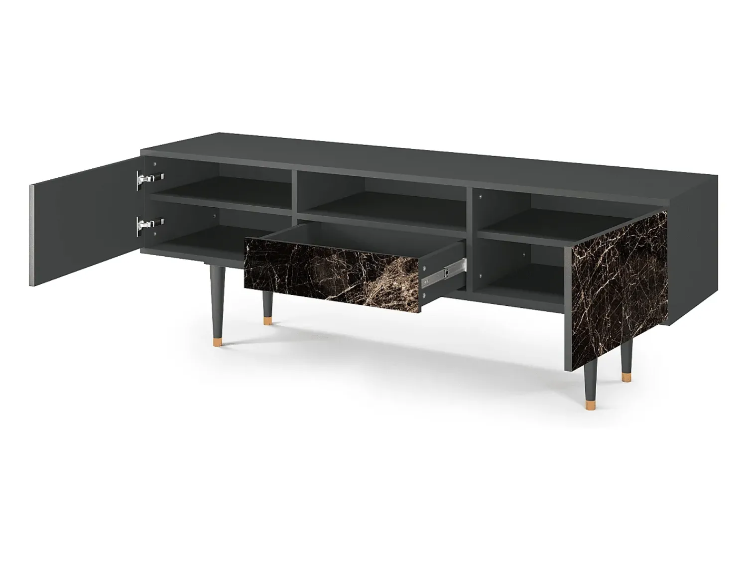 Móvel De Tv| Mueble de TV - 170х59х41 cm - T6 - Night Abyss, Antracite Cinza antracite