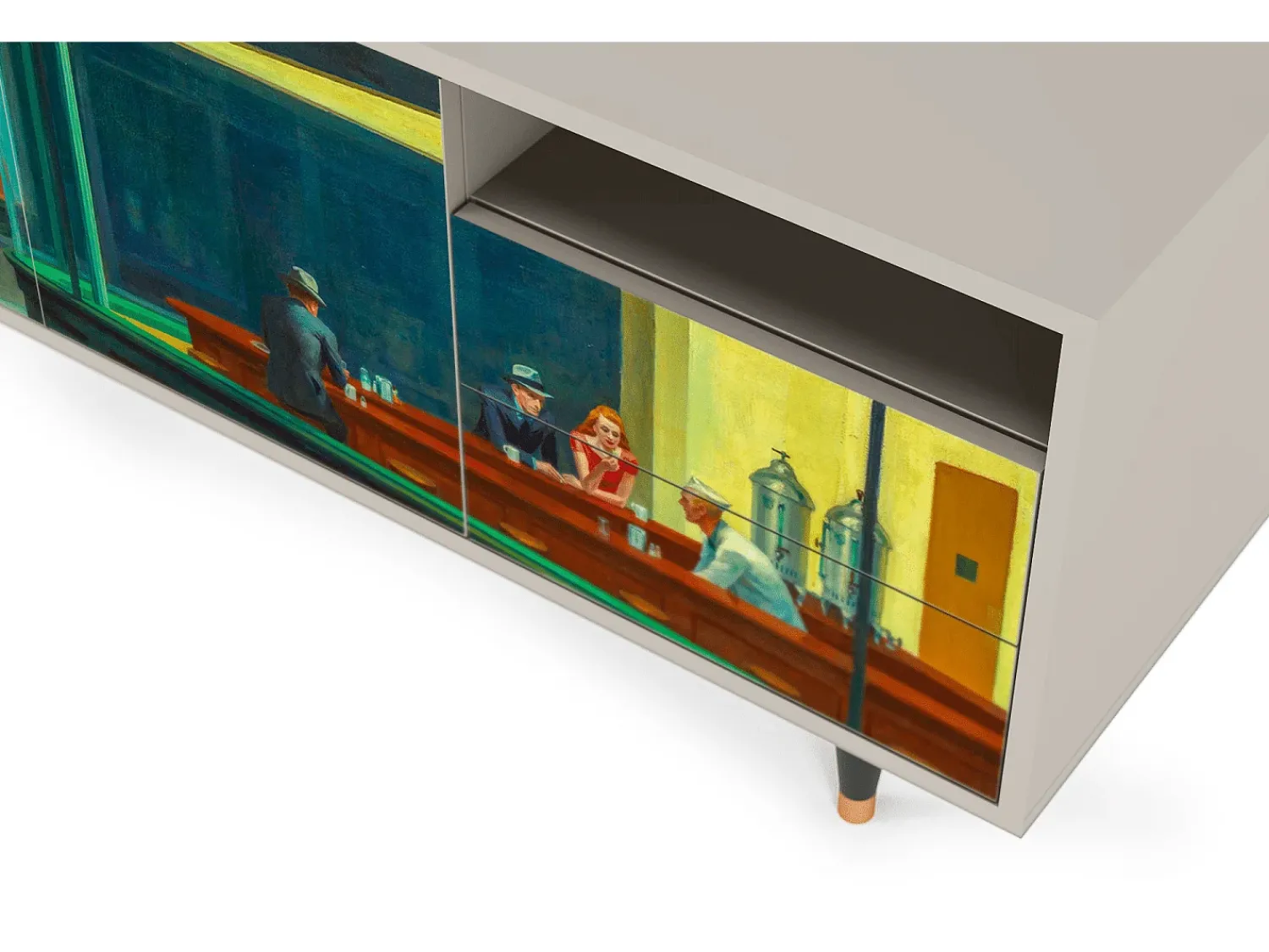 Mueble de TV - 125х56х41 cm - T7 - Nighthawks by Hopper, Areia Bege