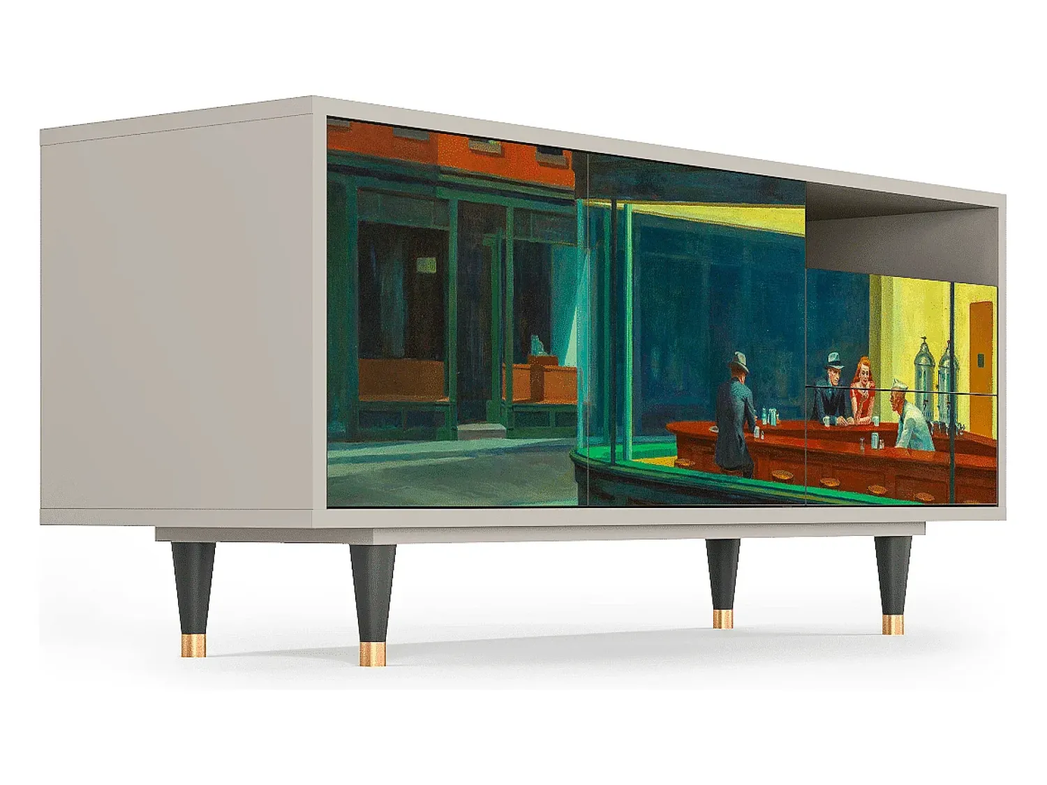 Mueble de TV - 125х56х41 cm - T7 - Nighthawks by Hopper, Areia Bege