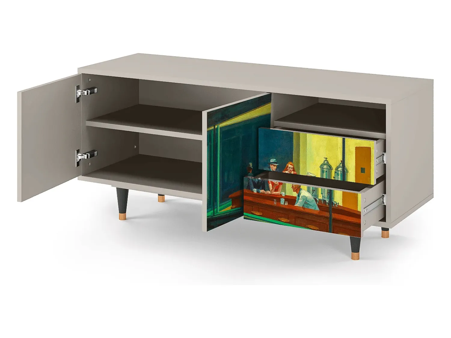 Mueble de TV - 125х56х41 cm - T7 - Nighthawks by Hopper, Areia Bege