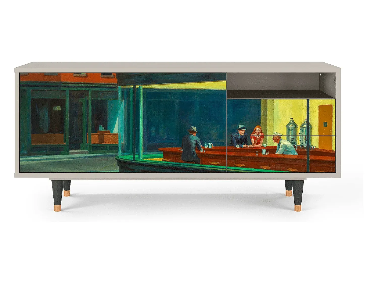 Mueble de TV - 125х56х41 cm - T7 - Nighthawks by Hopper, Areia Bege
