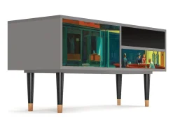 Mueble de TV - 115х59х48 cm - T3 - Nighthawks by Hopper, Cinza^ Móvel De Tv
